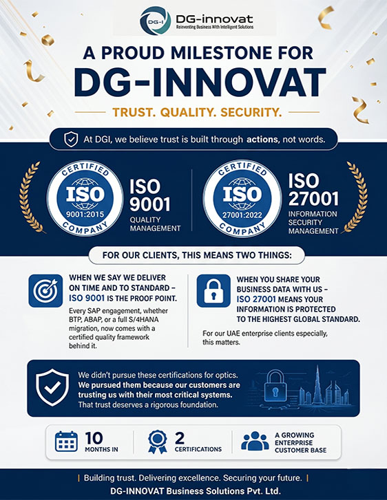 DG-Innovat achieves ISO 9001 and ISO 27001 certification milestone